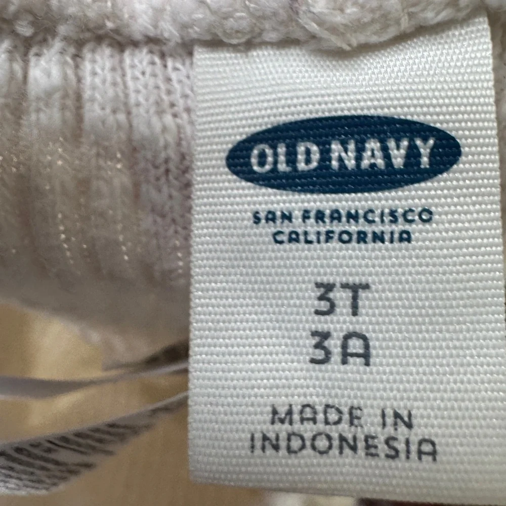 Old Navy 3T Cream Girls Waffle-Knit Leggings Pants with Lace Ankle